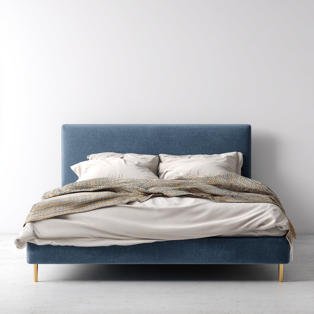 Doppelbett Stoff 200x180x100 cm - Blau - Modernes Design-Dengohaus