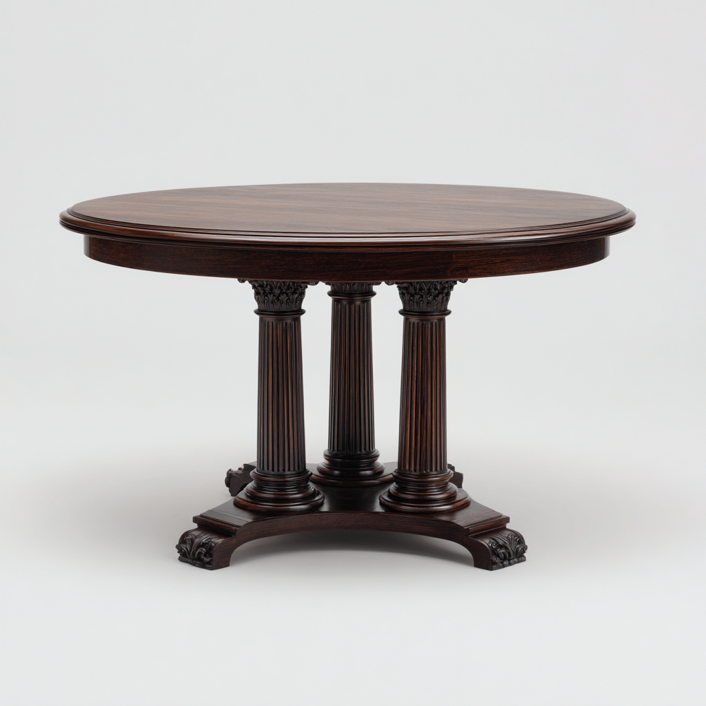 Esszimmertisch Massivholz 130x130x75 cm - Dunkelbraun - rundes klassisches Design geeignet für Esszimmer-Dengohaus