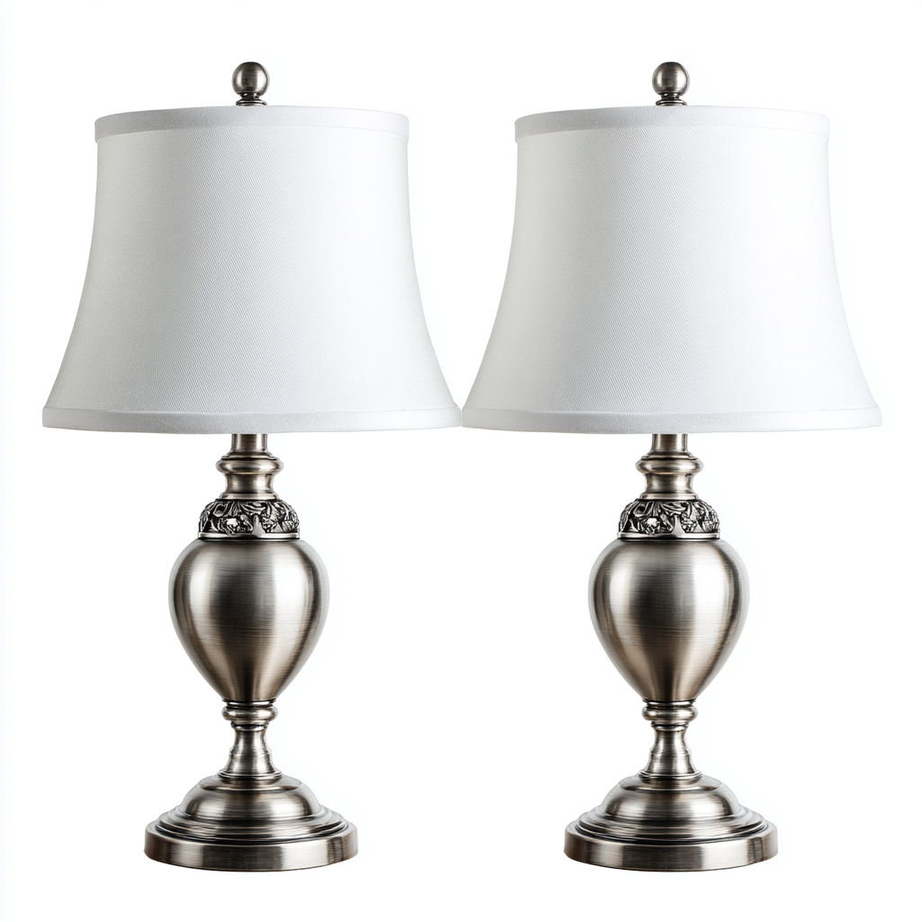 Tischlampe Metall 50x24x16 cm - weiß-silber - elegantes Design-Dengohaus