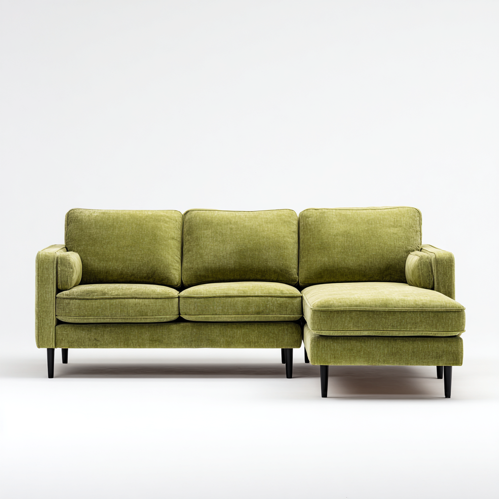Ecksofa mit Stoffbezug 250x95x85 cm - Olivgrün - Modernes Design-Dengohaus