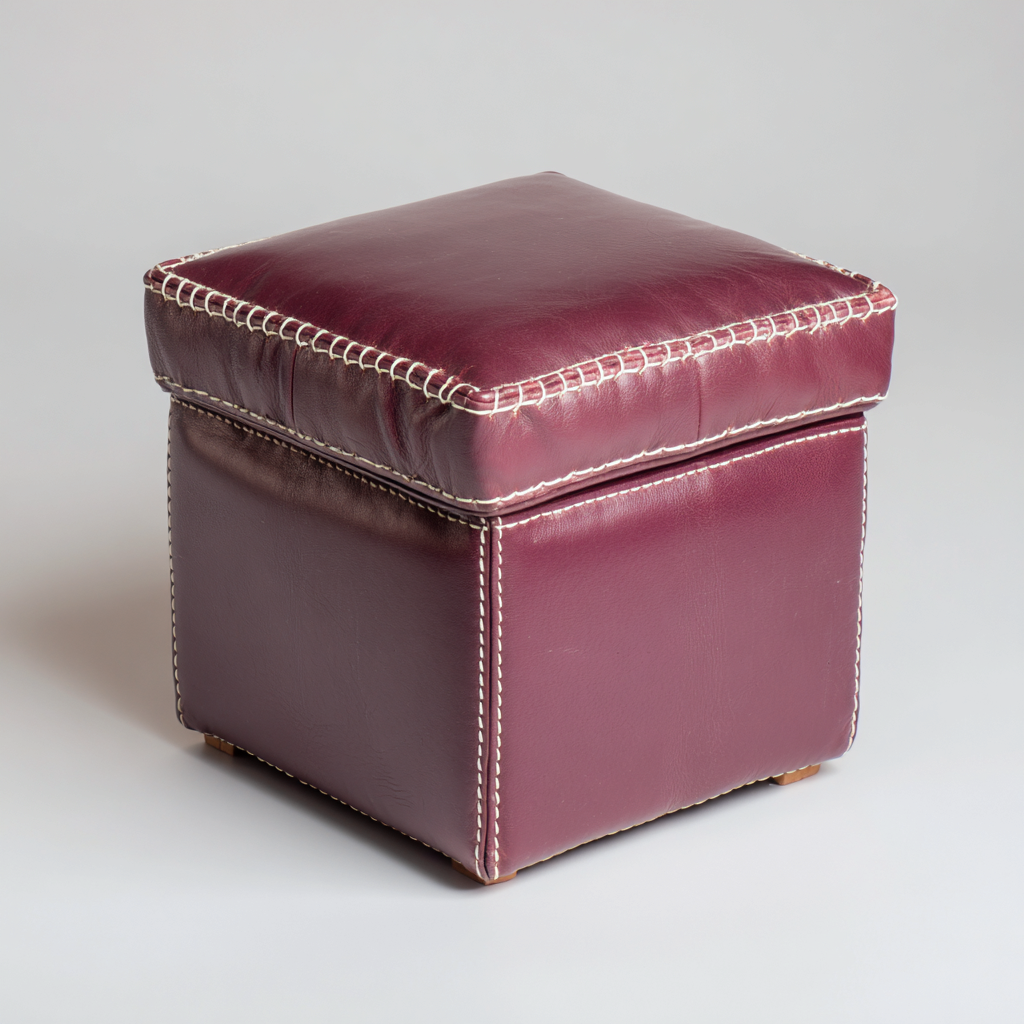 Fußhocker Kunstleder 40x40x45 cm - Weinrot - Modernes Design-Dengohaus