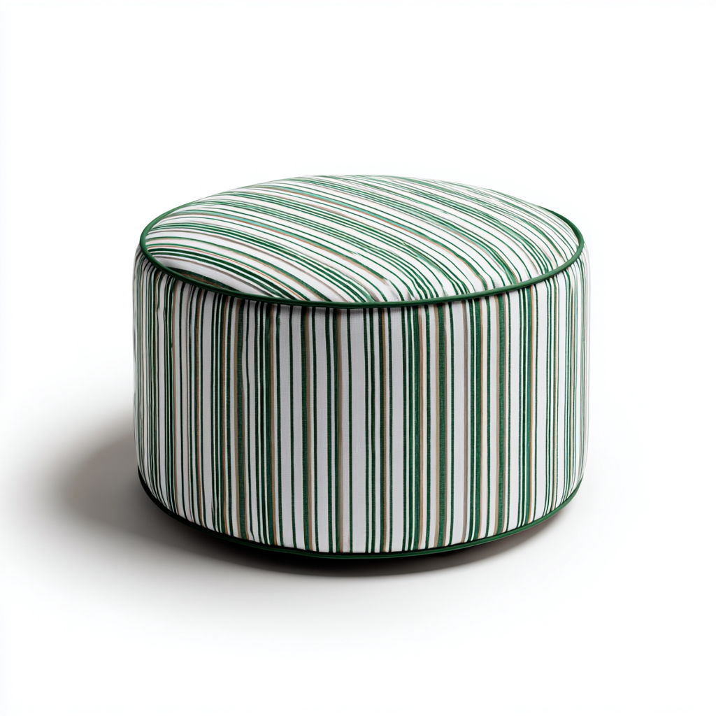 Fußhocker Stoff 55x55x35 cm - Grün-Weiß - Modernes Design-Dengohaus