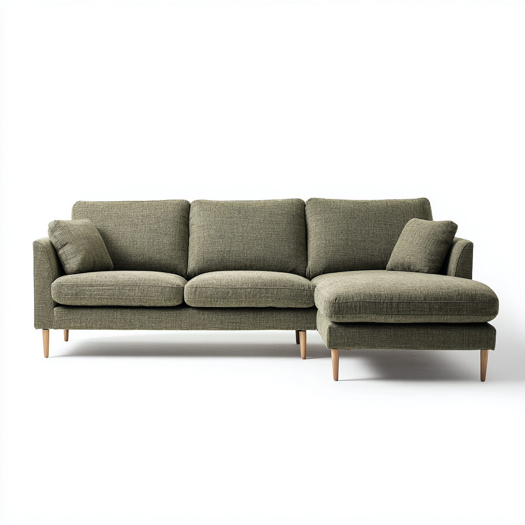 Ecksofa mit Stoffbezug 250x95x85 cm - Olivgrün - Modernes Design-Dengohaus