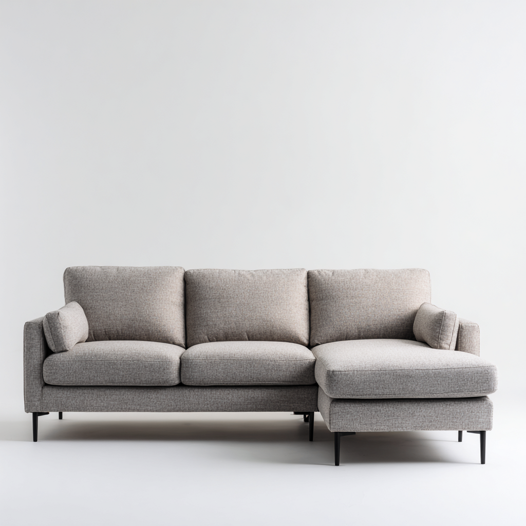 Ecksofa mit Stoffpolsterung 230x100x85 cm - Hellgrau - Modernes Design-Dengohaus