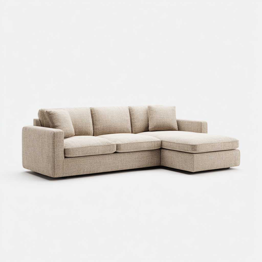 Ecksofa Stoff 260x160x85 cm - Beige - Modernes Design-Dengohaus