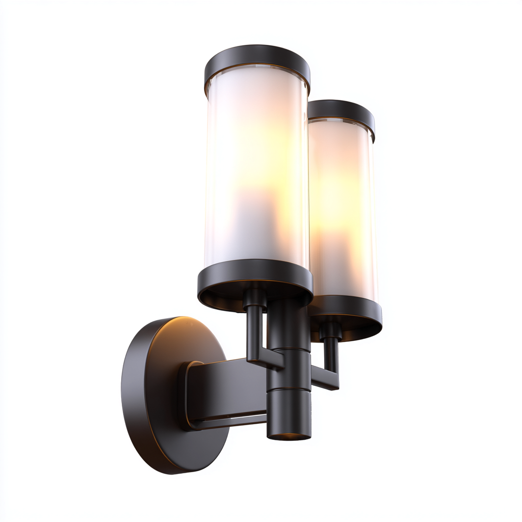 Wandleuchte Metall-Glas 38x16 cm schwarz-weiß - Modernes Zweiflamm-Design-Dengohaus