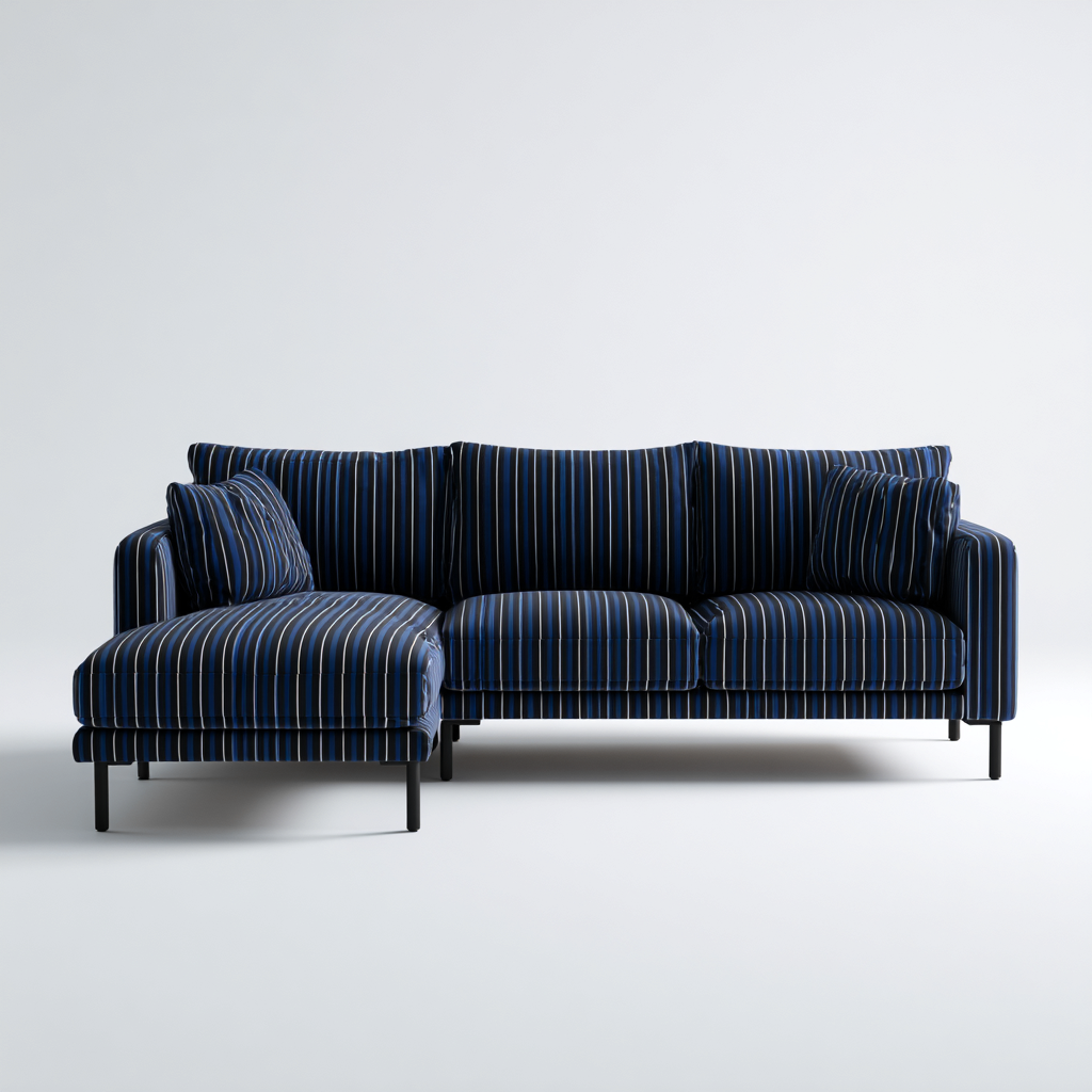 Ecksofa Stoff 255x155x85 cm - Dunkelblau - Modernes Design-Dengohaus