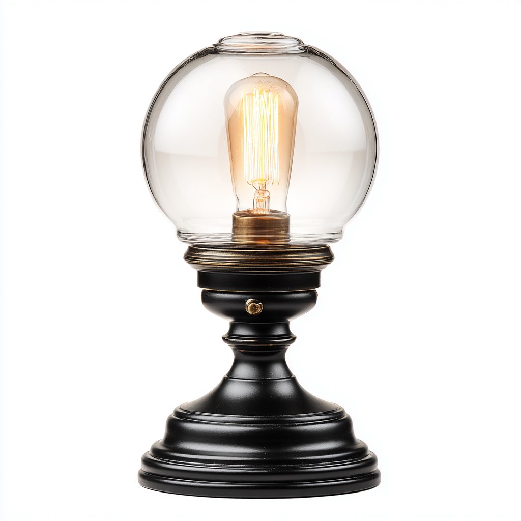 Tischlampe Glas-Metall 32x18x14 cm - transparent-schwarz-gold - Vintage-Design-Dengohaus