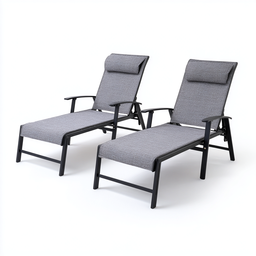 Sonnenliege 2er-Set 183x61x33 cm - Grau - Für Garten - Klappbar Verstellbar - Modernes Design-Dengohaus