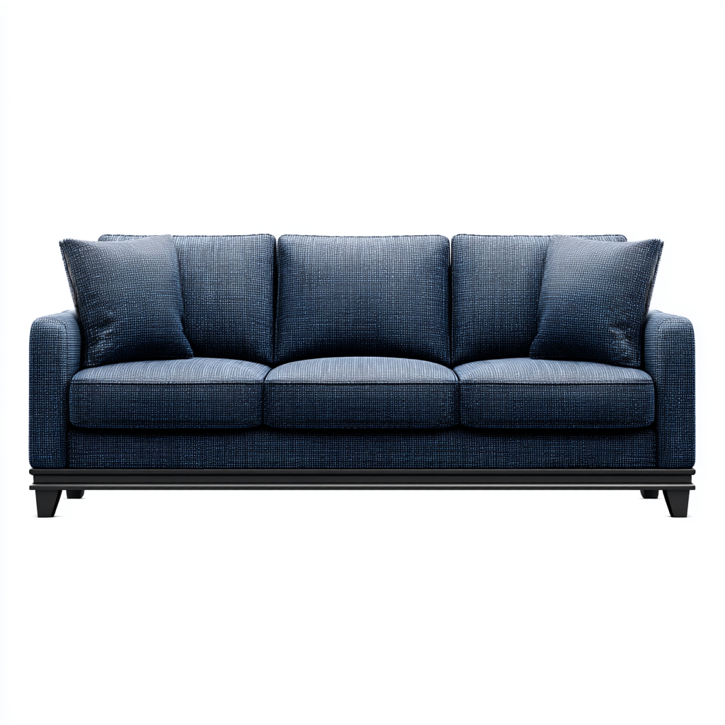 3 Sitzer Sofa Stoffbezug 195x85x88 cm - Blau - Klassisches Design mit Armlehnen-Dengohaus