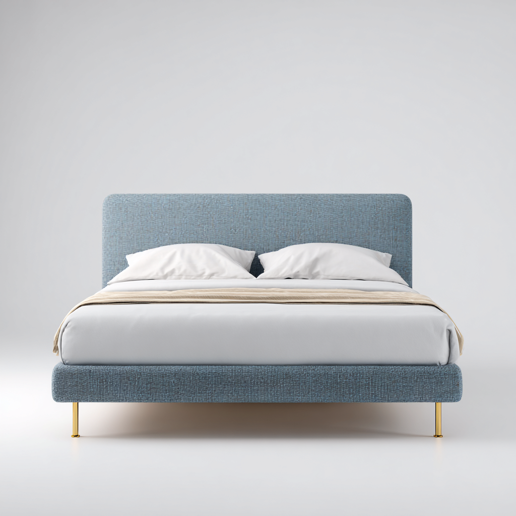 Doppelbett Stoffpolsterung Metallfüße 200x160x100 cm - Blau - Modernes Design-Dengohaus