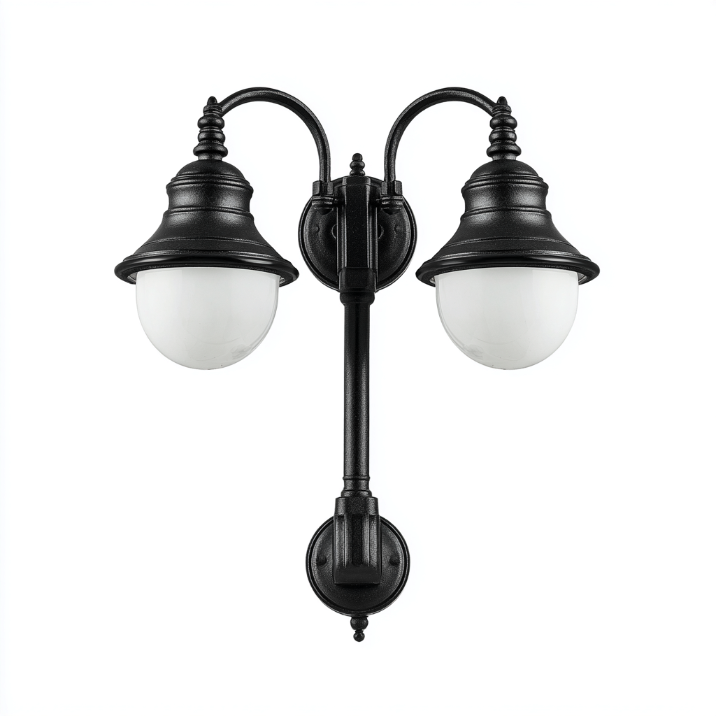 Wandleuchte Metall-Glas 38x32 cm - Schwarz-Weiß - Klassisches Design-Dengohaus