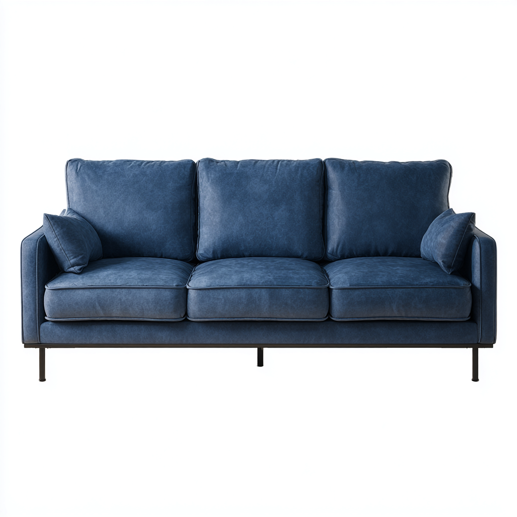 3 Sitzer Sofa Kunstleder 200x85x90 cm - Dunkelblau - Modernes Design mit Armlehnen-Dengohaus