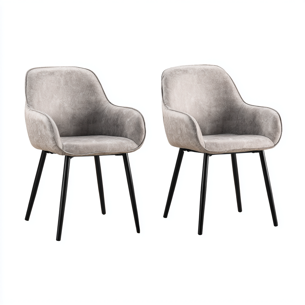 Esszimmerstühle Samt 57x55x84 cm Grau-Schwarz - Modernes Design - Für Esszimmer-Dengohaus