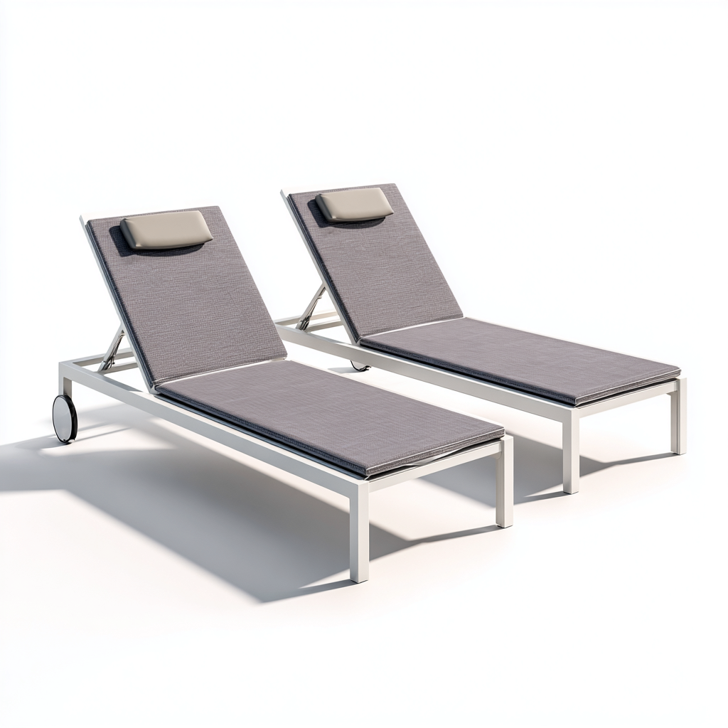 Sonnenliege Set Aluminium 199x74x96 cm - grau-weiß - verstellbarer Outdoor-Komfort-Dengohaus