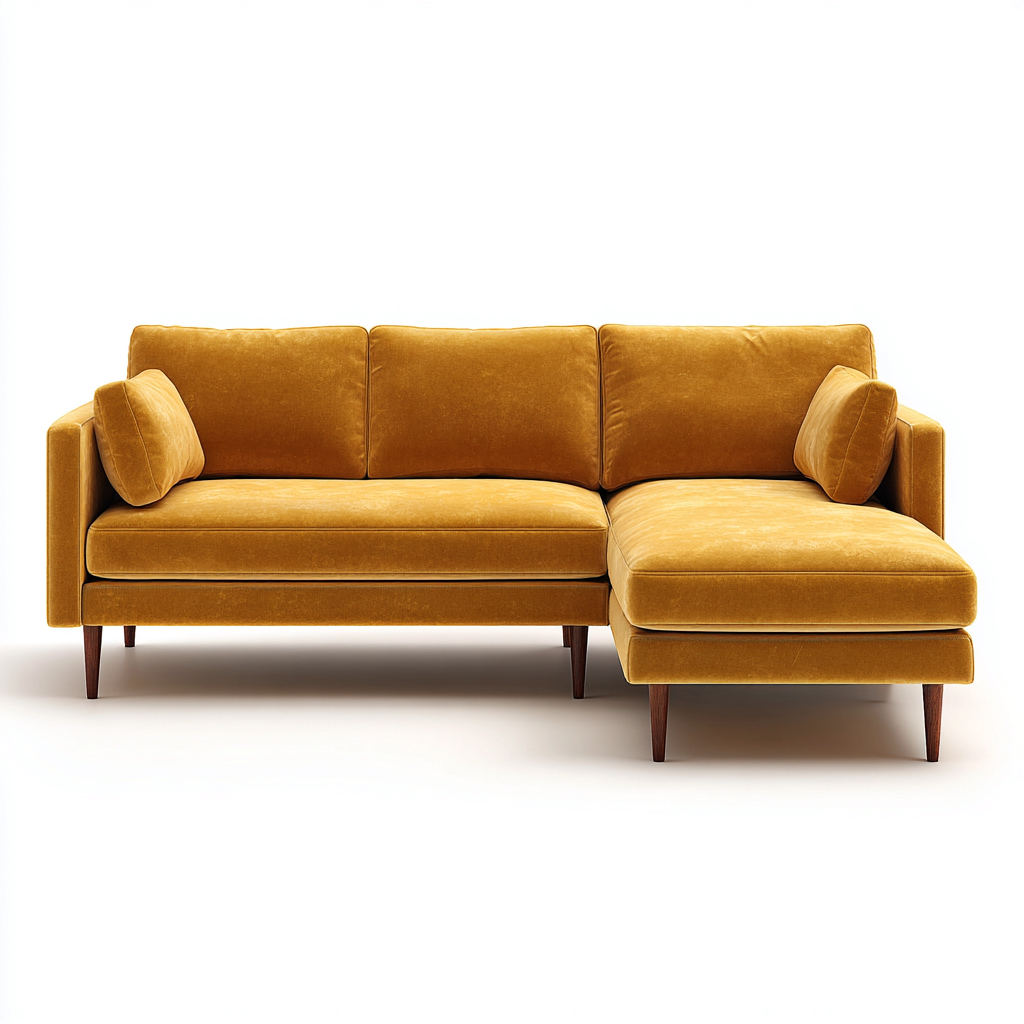 Ecksofa Samt 255x155x85 cm - Gelb - Modernes Design-Dengohaus