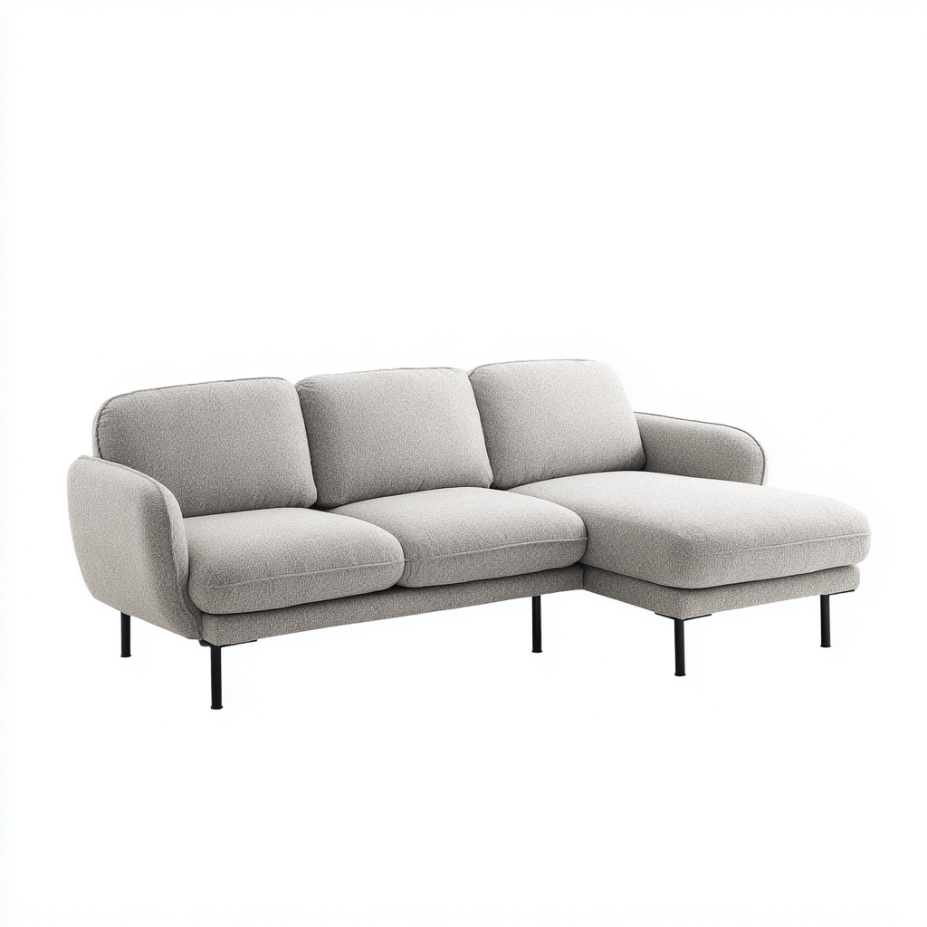 Ecksofa Stoff 255x155x85 cm - Hellgrau - Modernes Design-Dengohaus