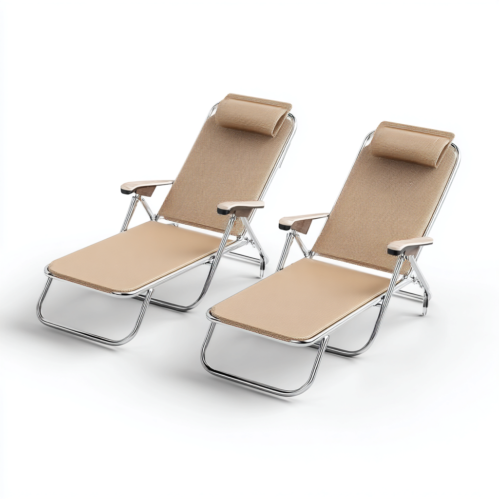 Sonnenliege 2er-Set 185x60x32 cm - Beige - Für Garten - Klappbar Verstellbar - Modernes Design-Dengohaus