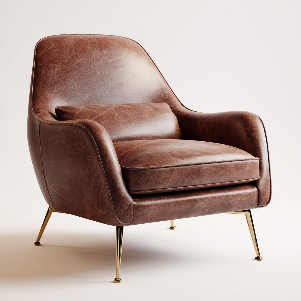 Sessel Leder 84x86x95 cm - Braun - Modernes Design-Dengohaus