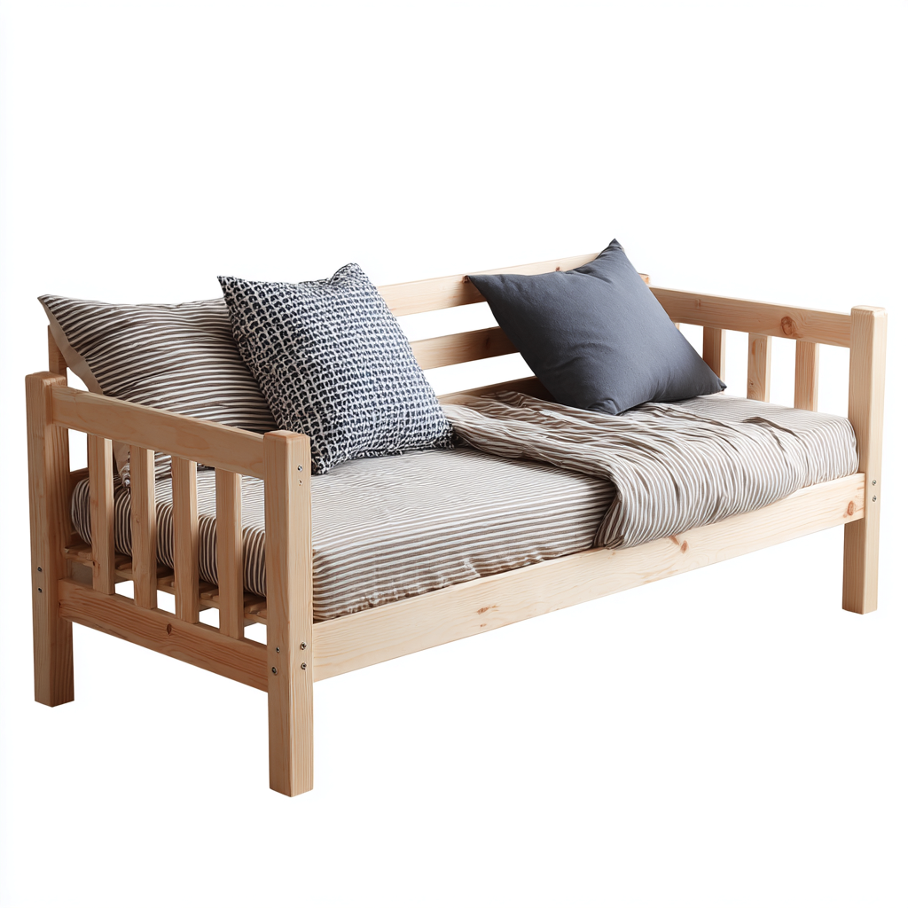 Schlafsofa Massivholz 206x96x89 cm - Natur - Klassisches Design-Dengohaus