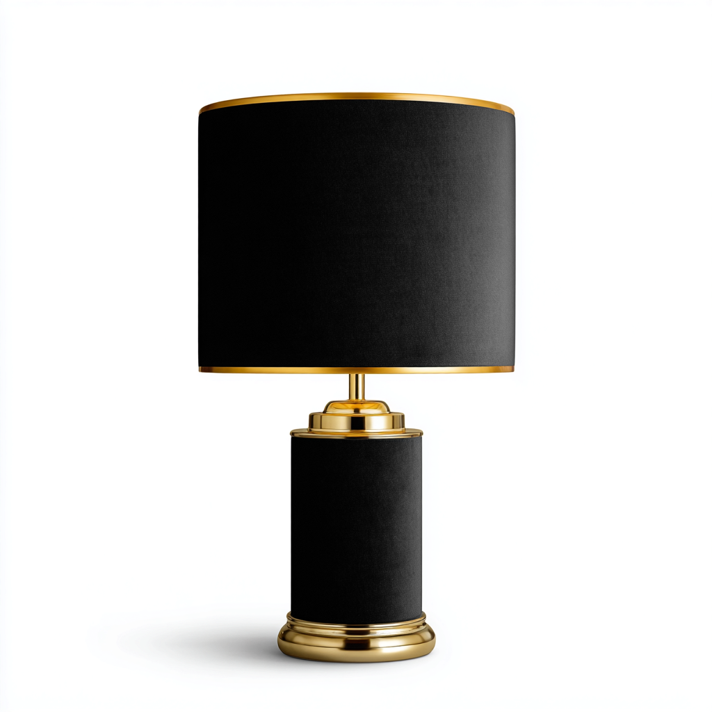 Tischlampe Metall-Gewebe 48x30x18 cm - Schwarz-Gold - Modernes Luxusdesign-Dengohaus