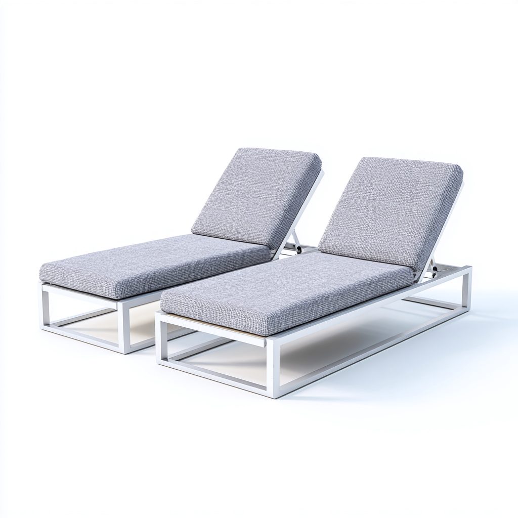 Sonnenliege Set Aluminium 198x73x96 cm - grau-weiß - moderner Outdoor-Liegegenuss-Dengohaus