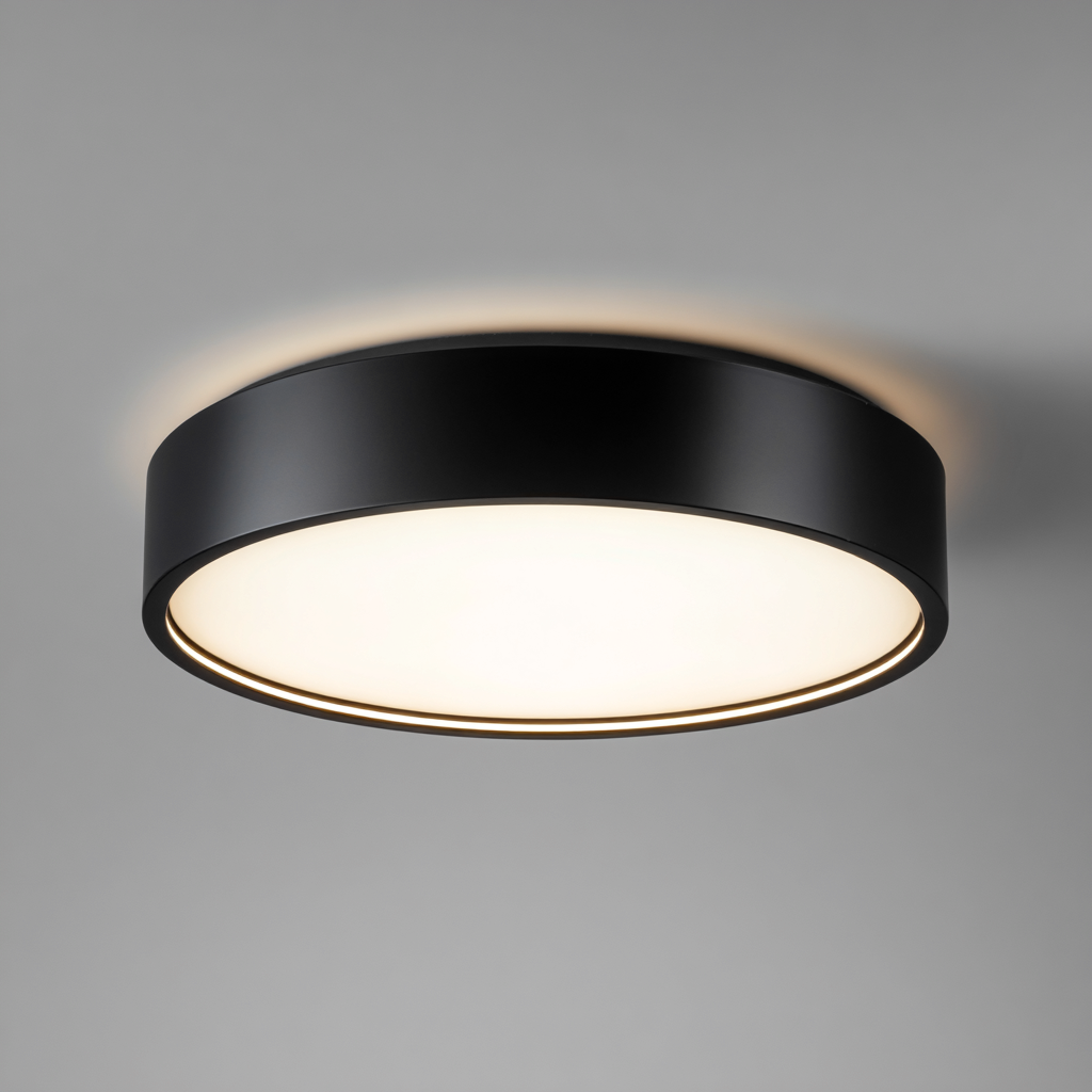 Deckenleuchte Metall 33x33x6 cm - schwarz - modernes Runddesign-Dengohaus