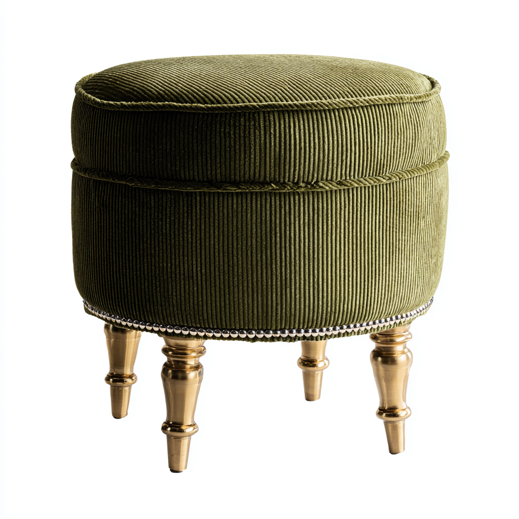 Fußhocker Stoff 40x40x48 cm - Olivgrün - Klassisches Design-Dengohaus