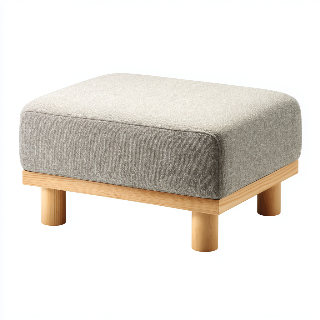 Fußhocker Stoff-Holz 55x40x30 cm - Hellgrau - Modernes Design-Dengohaus