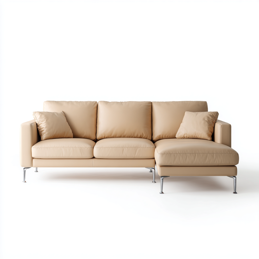 Ecksofa Leder 260x160x85 cm - Beige - Modernes Design-Dengohaus