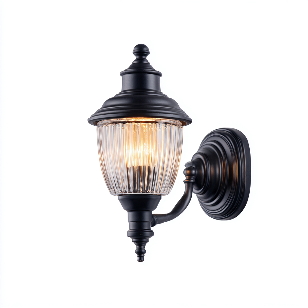 Wandleuchte Metall-Glas 32x18 cm - Schwarz-Klar - Klassisches Design-Dengohaus