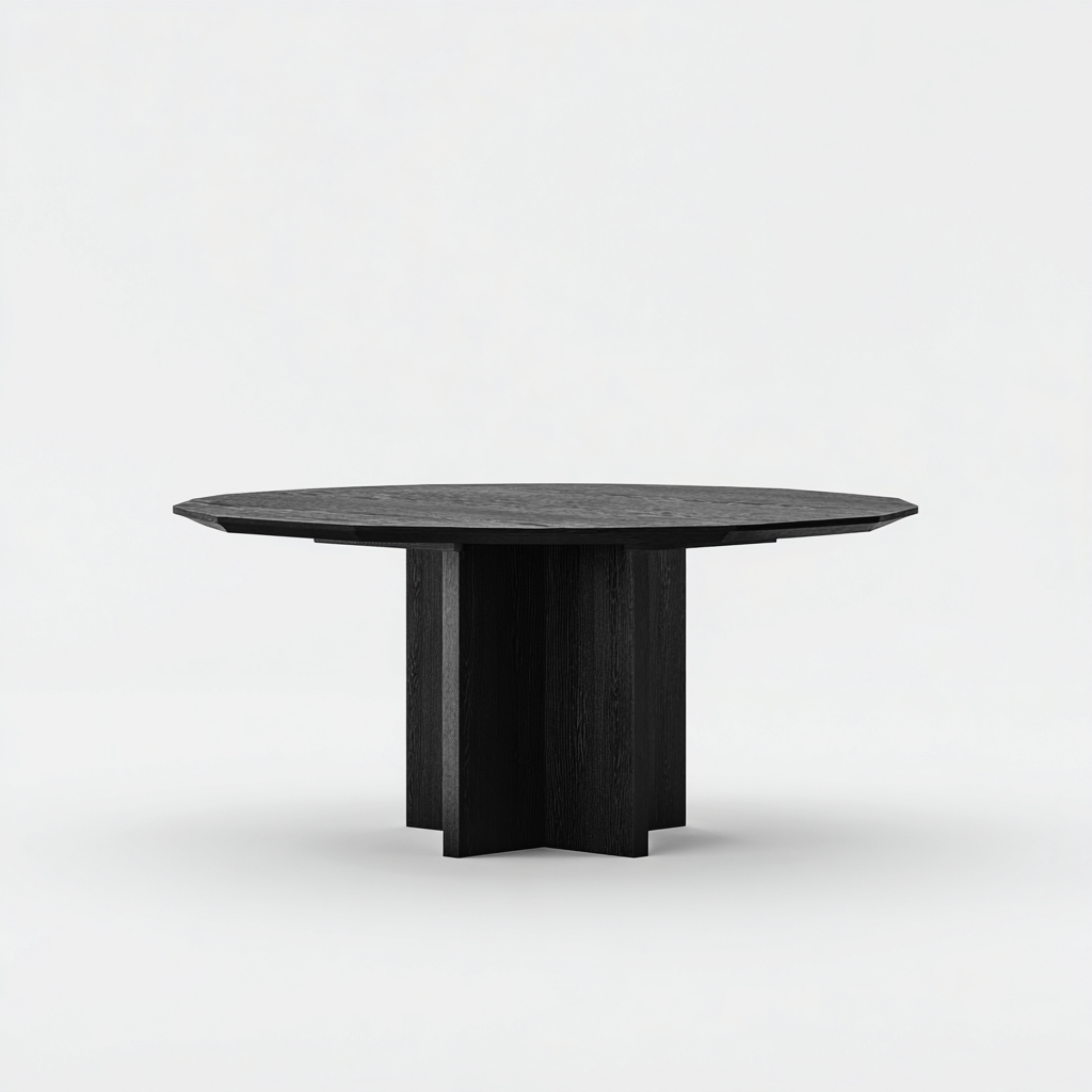 Esszimmertisch Massivholz 130x130x75 cm - Schwarz - rundes modernes Design geeignet für Esszimmer-Dengohaus