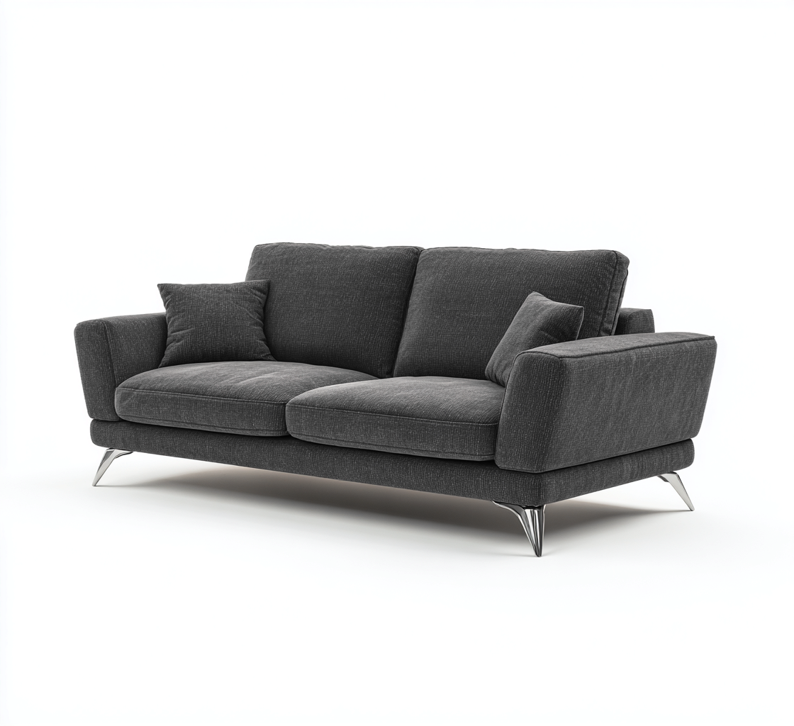 3 Sitzer Sofa - Stoff-Metall - 189x87x90 cm - Dunkelgrau - Modernes Design-Dengohaus