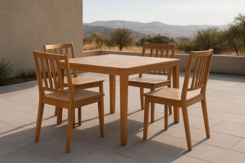 Ensemble de Salle à Manger Extérieur en Bois avec Table et 4 Chaises