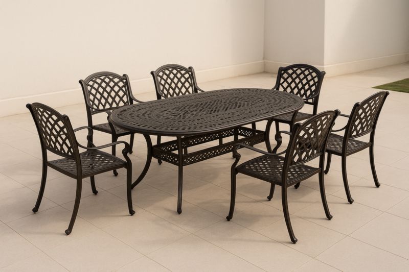 Ensemble de Mobilier de Jardin en Métal Noir Ovale