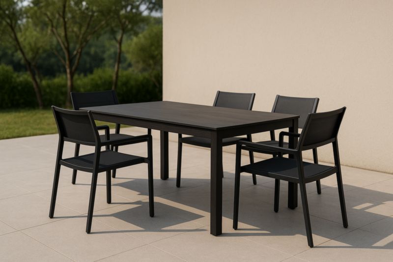 Table et chaises de jardin en aluminium noir