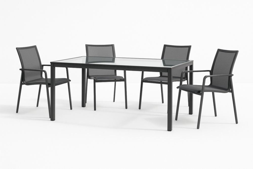 Ensemble de jardin en aluminium et verre trempé noir