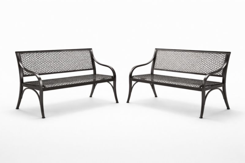 Ensemble de 2 Bancs d'Extérieur en Aluminium Noir