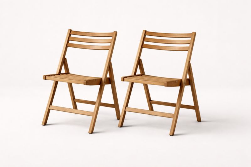 Chaises pliantes en bois massif, ensemble de 2