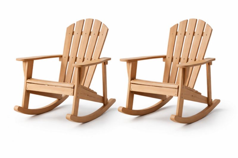 Set de 2 Chaises Berçantes en Bois pour Extérieur