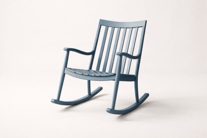 Chaise berçante en bois massif bleu