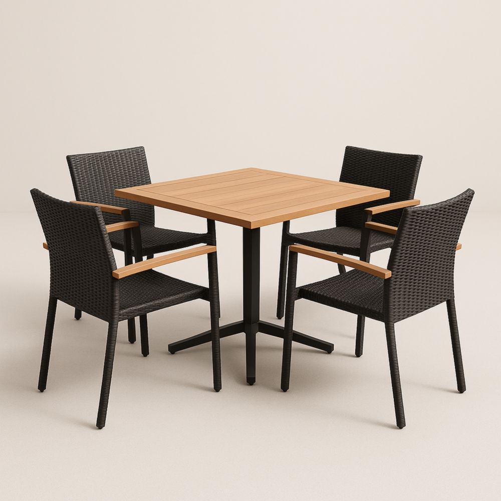 Ensemble Table et Chaises en Bois et Résine