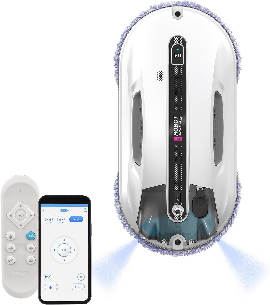 Ultrazvukový robot na čištění oken s automatickým rozprašováním a silným sáním