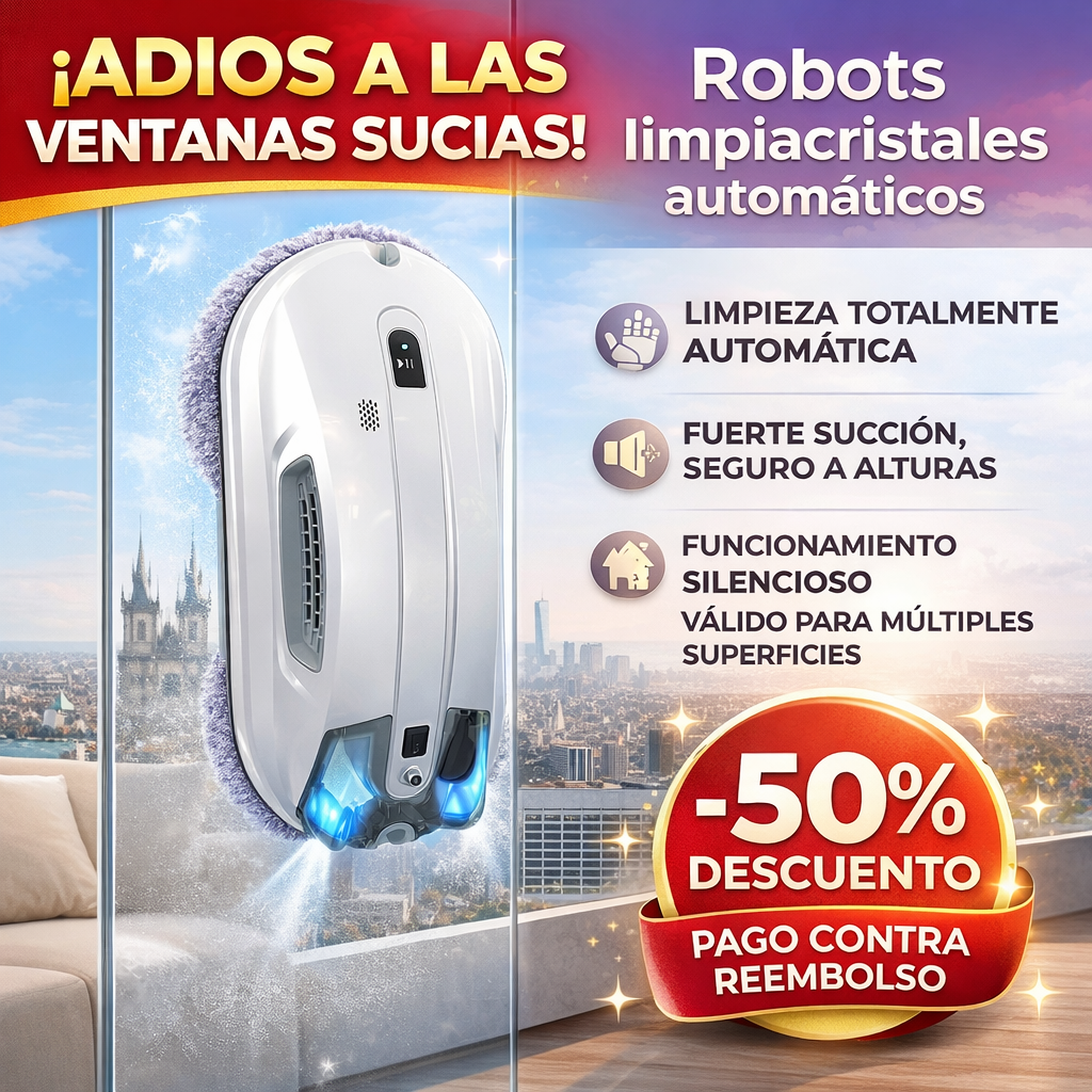 Robot limpiador de ventanas ultrasónico con pulverización automática y fuerte succión.