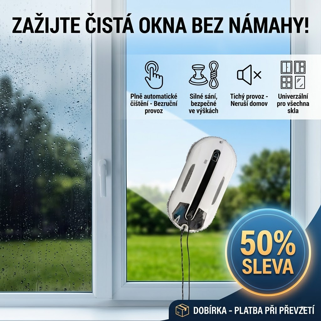 Ultrazvukový robot na čištění oken s automatickým rozprašováním a silným sáním