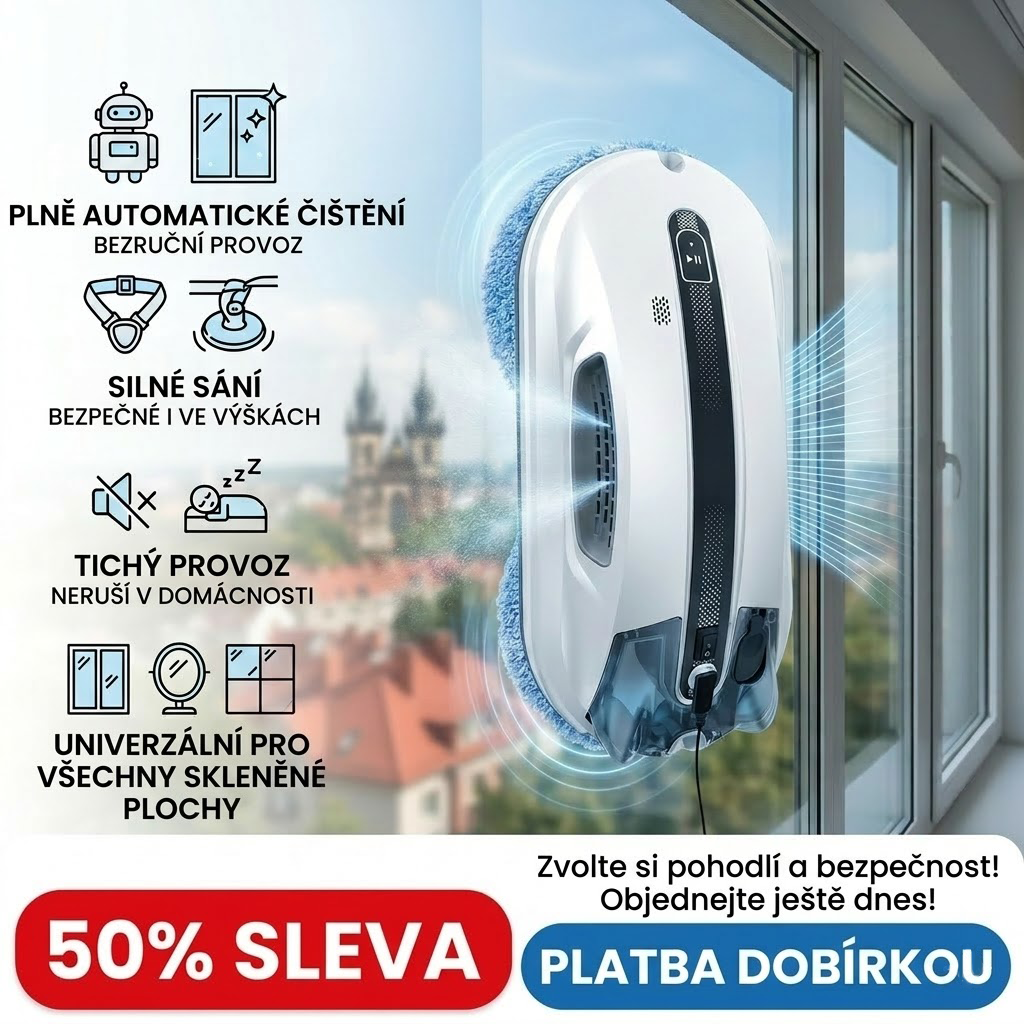 Ultrazvukový robot na čištění oken s automatickým rozprašováním a silným sáním