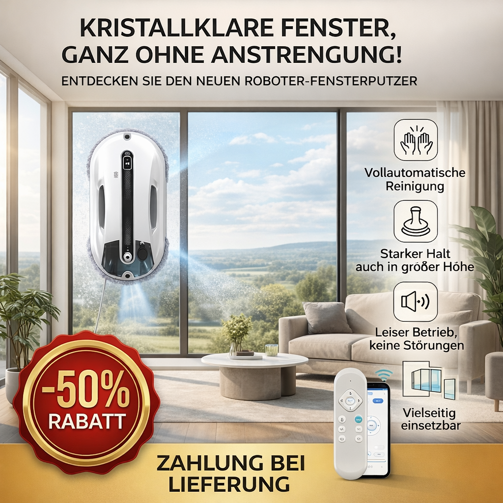 Ultraschall-Fensterreinigungsroboter mit automatischer Sprühfunktion und starker Saugkraft