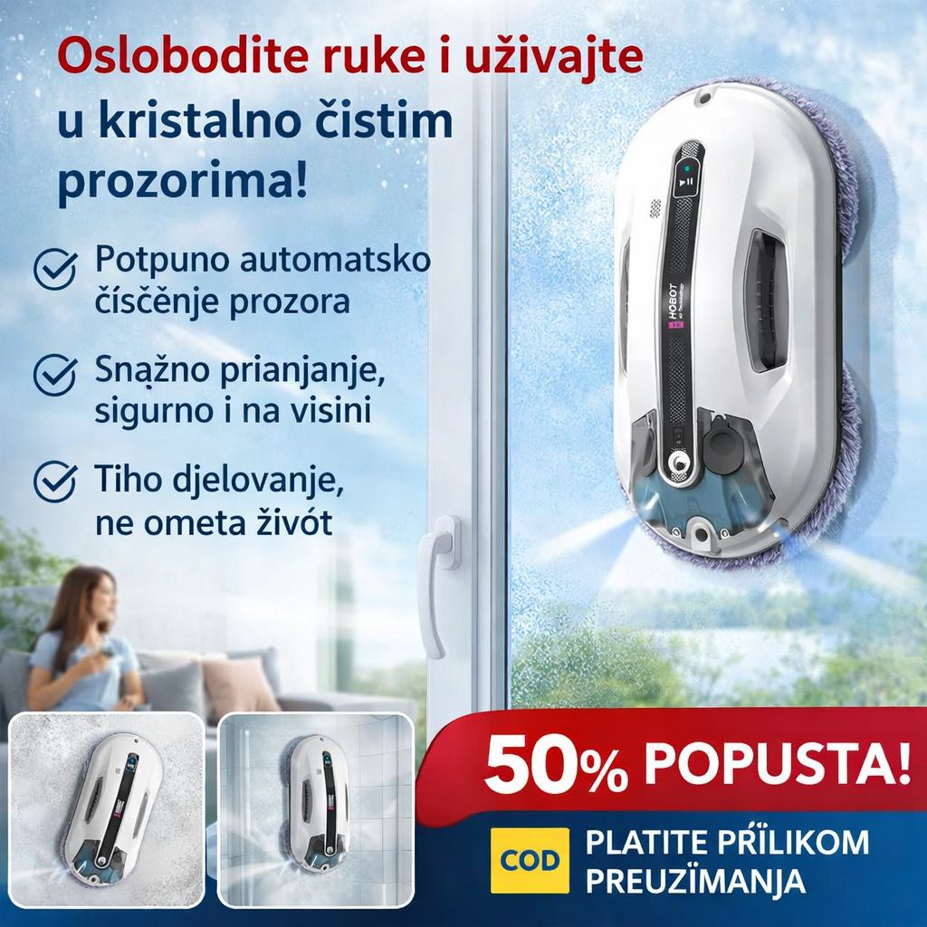 Ultrazvučni robot za čišćenje prozora s automatskim prskanjem i jakim usisavanjem