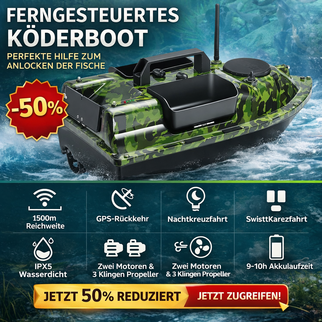 Intelligentes, KI-gestütztes Futterboot mit unabhängiger Dreikammer-Futterbefüllung, automatischer Fahrtrichtungsanzeige zur Fischortung und ferngesteuertem Fischerboot mit großer Reichweite.