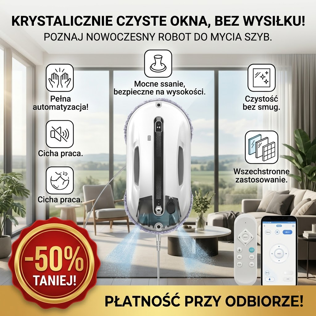 Ultrasonic Window Cleaning Robot with Auto Spray & Strong Suction